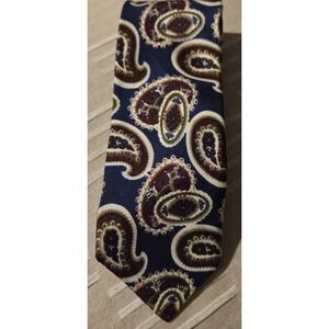 Rooster Brand 100%  Silk‎ Tie Blue With Maroon Paisley
